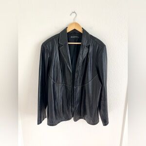 VINTAGE INC black leather contrast stitching Y2K / size L